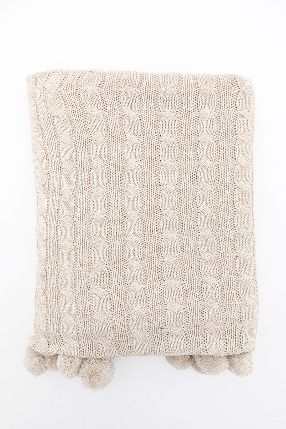 Biocotton Triko Ponponlu Tv Battaniyesi - Bej Biocotton Triko Ponponlu Tv Battaniyesi - Bej