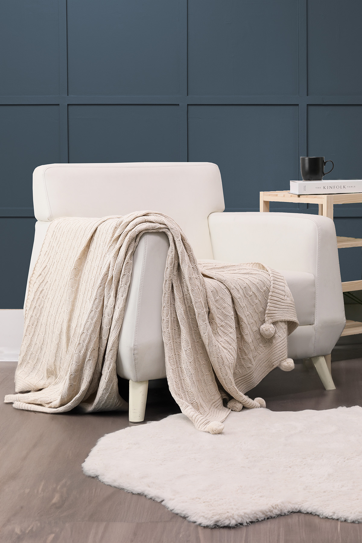 Biocotton Triko Ponponlu Tv Battaniyesi - Bej Biocotton Triko Ponponlu Tv Battaniyesi - Bej