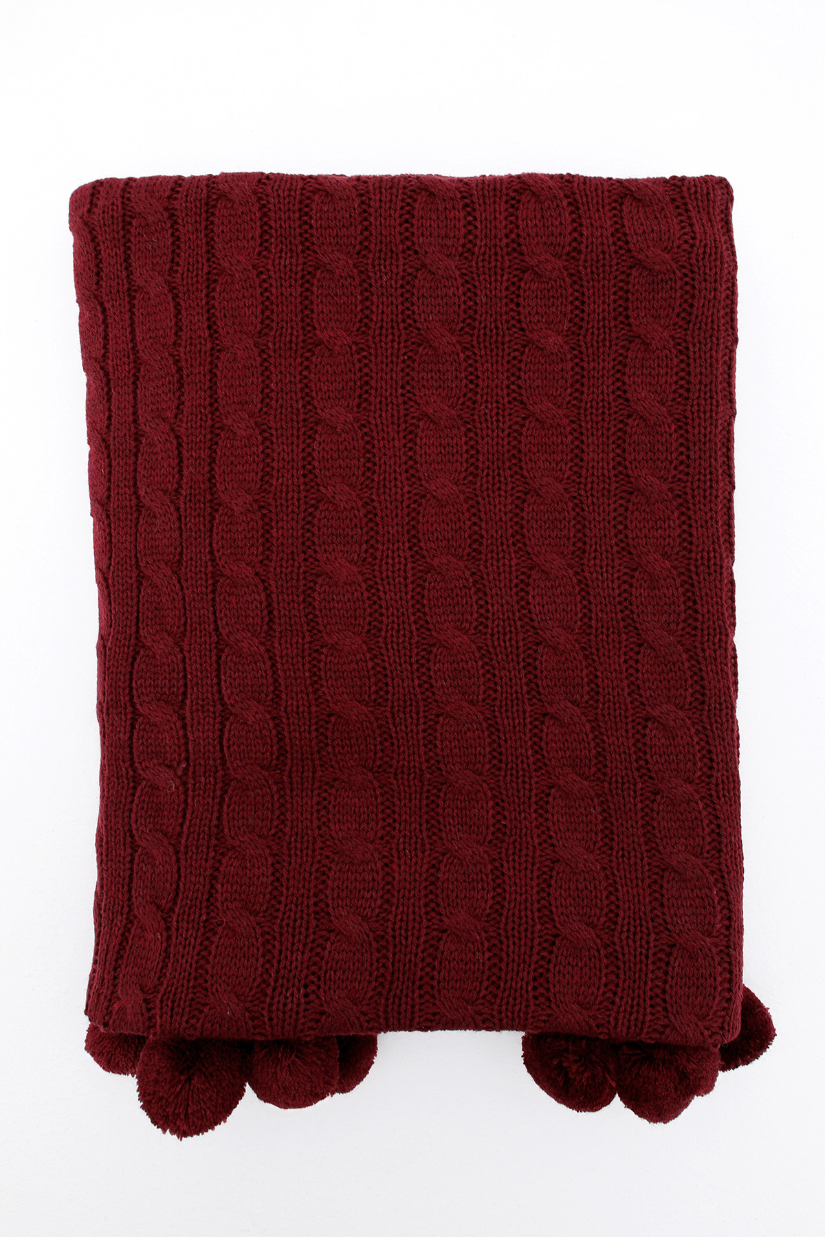 Biocotton Triko Ponponlu Tv Battaniyesi - Bordo Biocotton Triko Ponponlu Tv Battaniyesi - Bordo