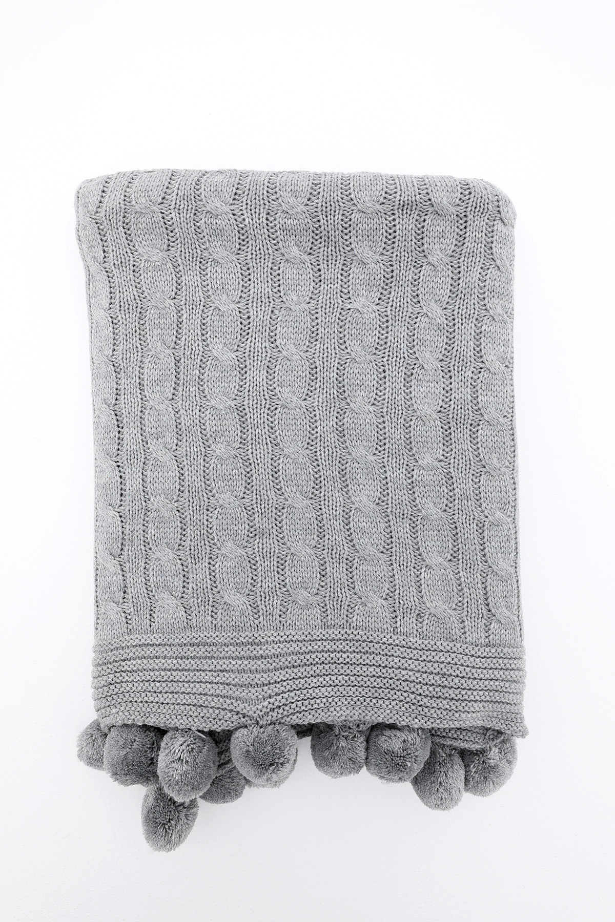 Biocotton Triko Ponponlu Tv Battaniyesi - Gri Biocotton Triko Ponponlu Tv Battaniyesi - Gri