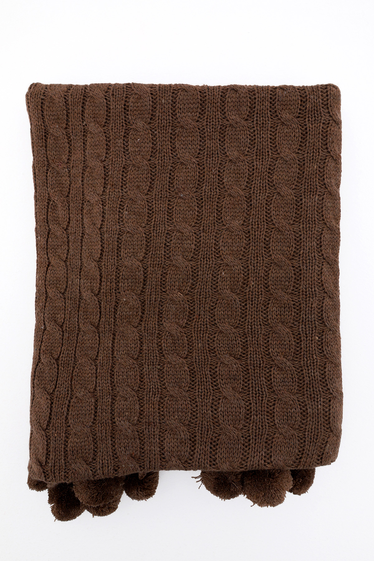 Biocotton Triko Ponponlu Tv Battaniyesi - Kahveren Biocotton Triko Ponponlu Tv Battaniyesi - Kahveren