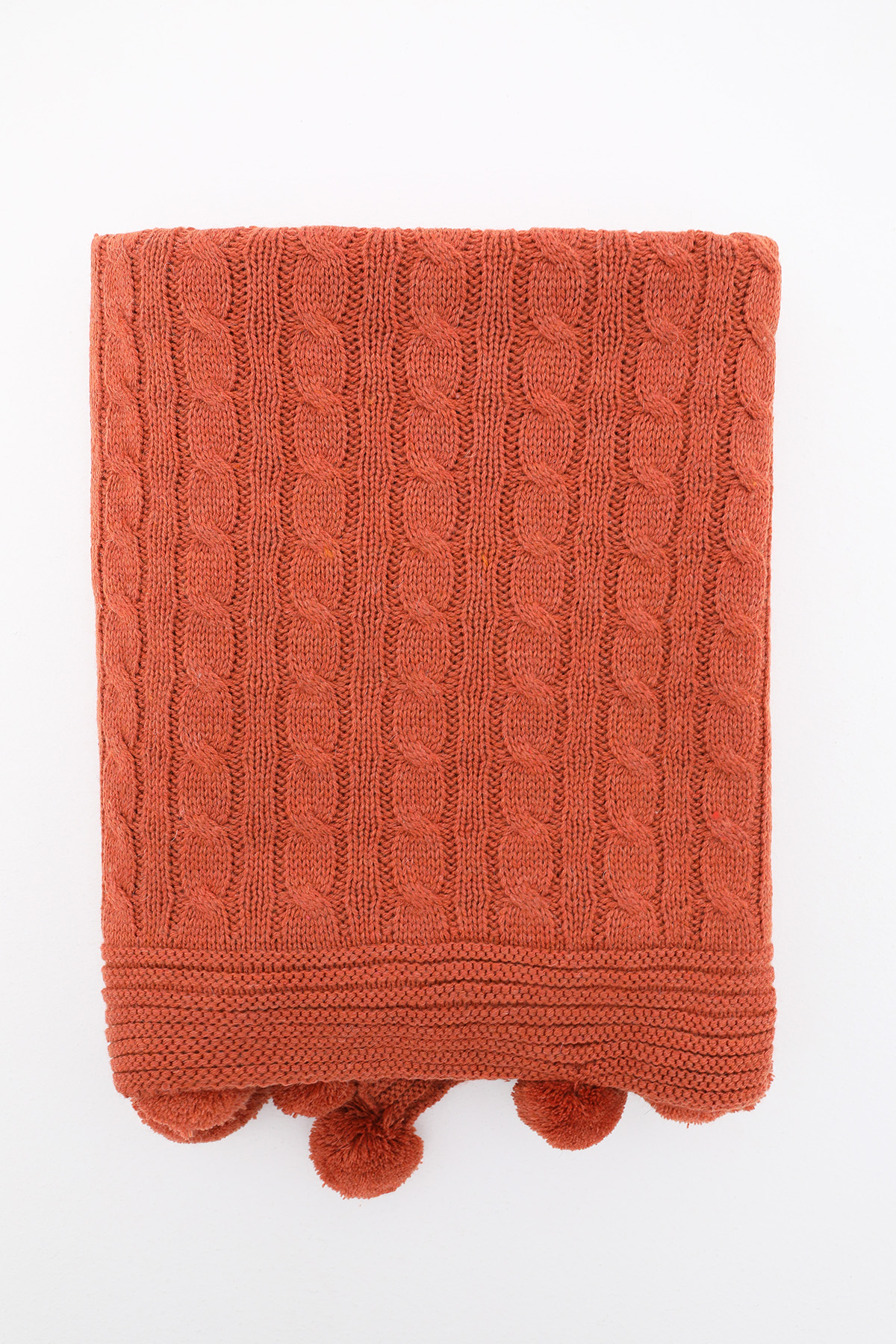 Biocotton Triko Ponponlu Tv Battaniyesi - Kiremit Biocotton Triko Ponponlu Tv Battaniyesi - Kiremit