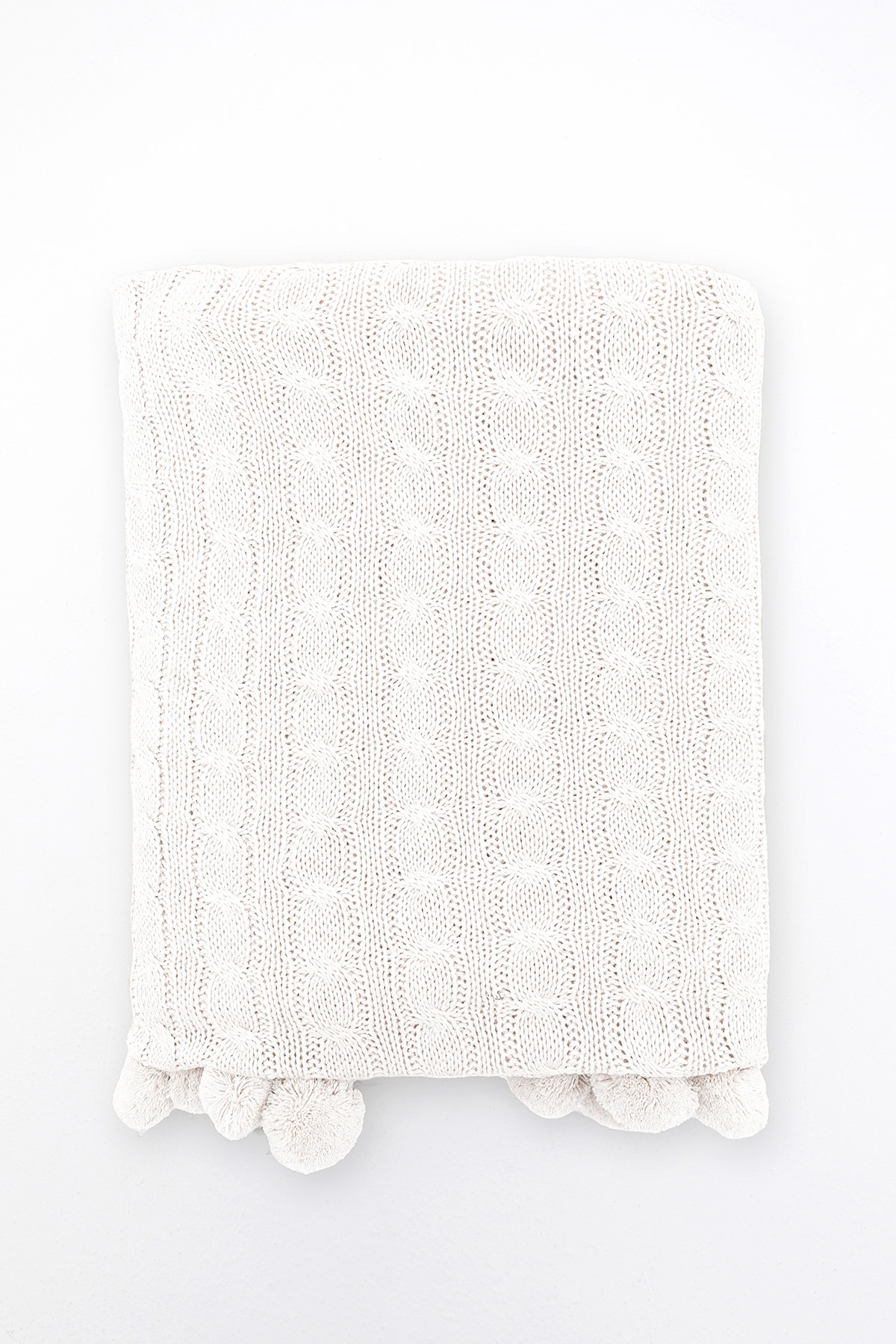 Biocotton Triko Ponponlu Tv Battaniyesi - Krem Biocotton Triko Ponponlu Tv Battaniyesi - Krem