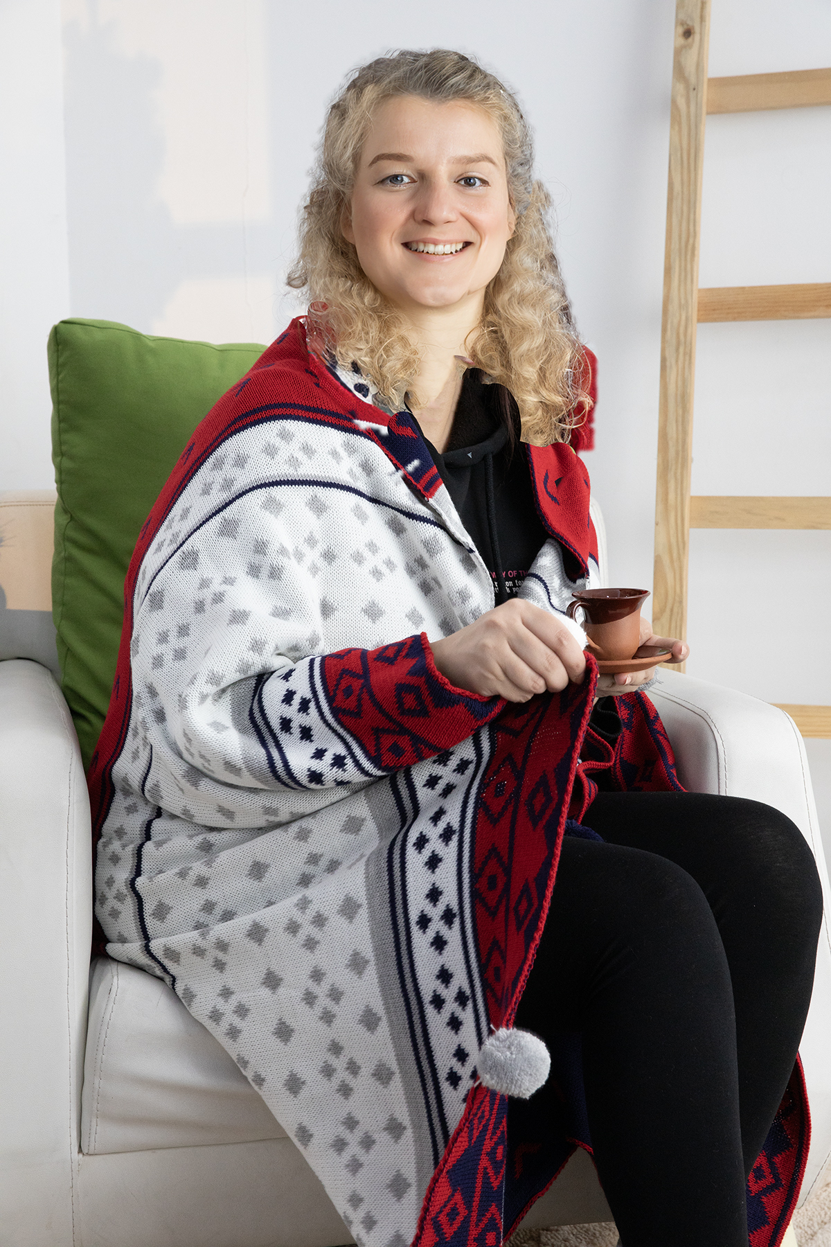 Biocotton Triko Ponponlu Örgü Tv Battaniyesi - Lacivert Biocotton Triko Ponponlu Örgü Tv Battaniyesi - Lacivert