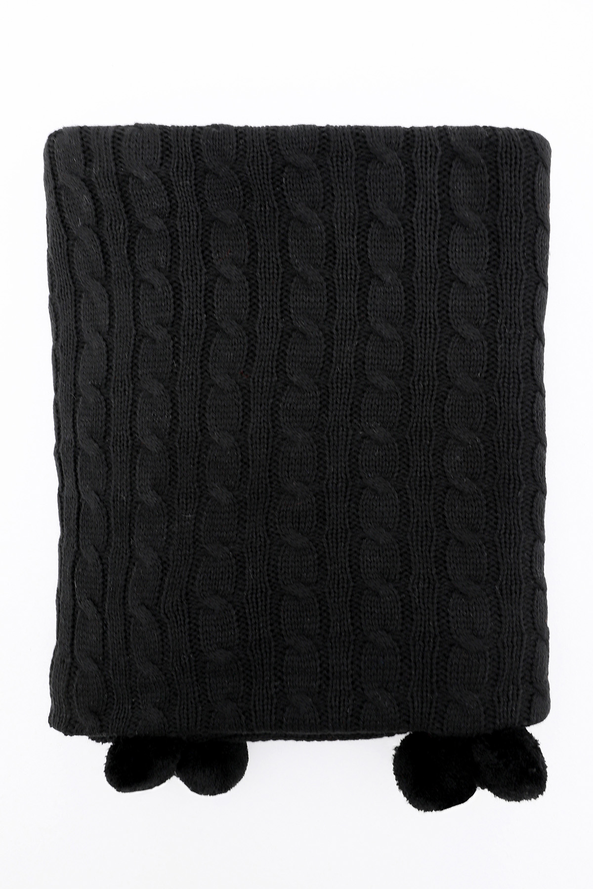 Biocotton Triko Ponponlu Tv Battaniyesi - Siyah Biocotton Triko Ponponlu Tv Battaniyesi - Siyah