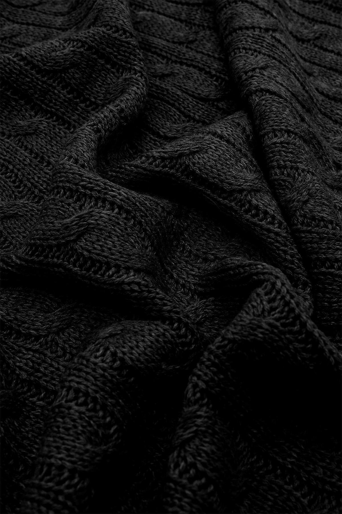 Biocotton Triko Ponponlu Örgü Tv Battaniyesi - Siyah