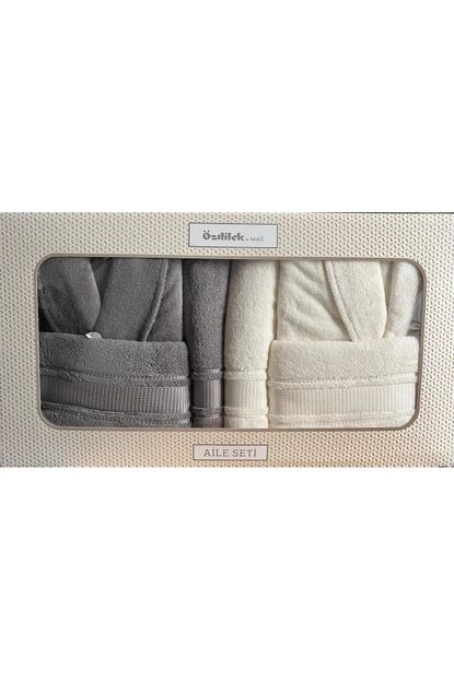 Özdilek Colourist Aile Bornoz Seti - Gri - Krem Özdilek Colourist Aile Bornoz Seti - Gri - Krem