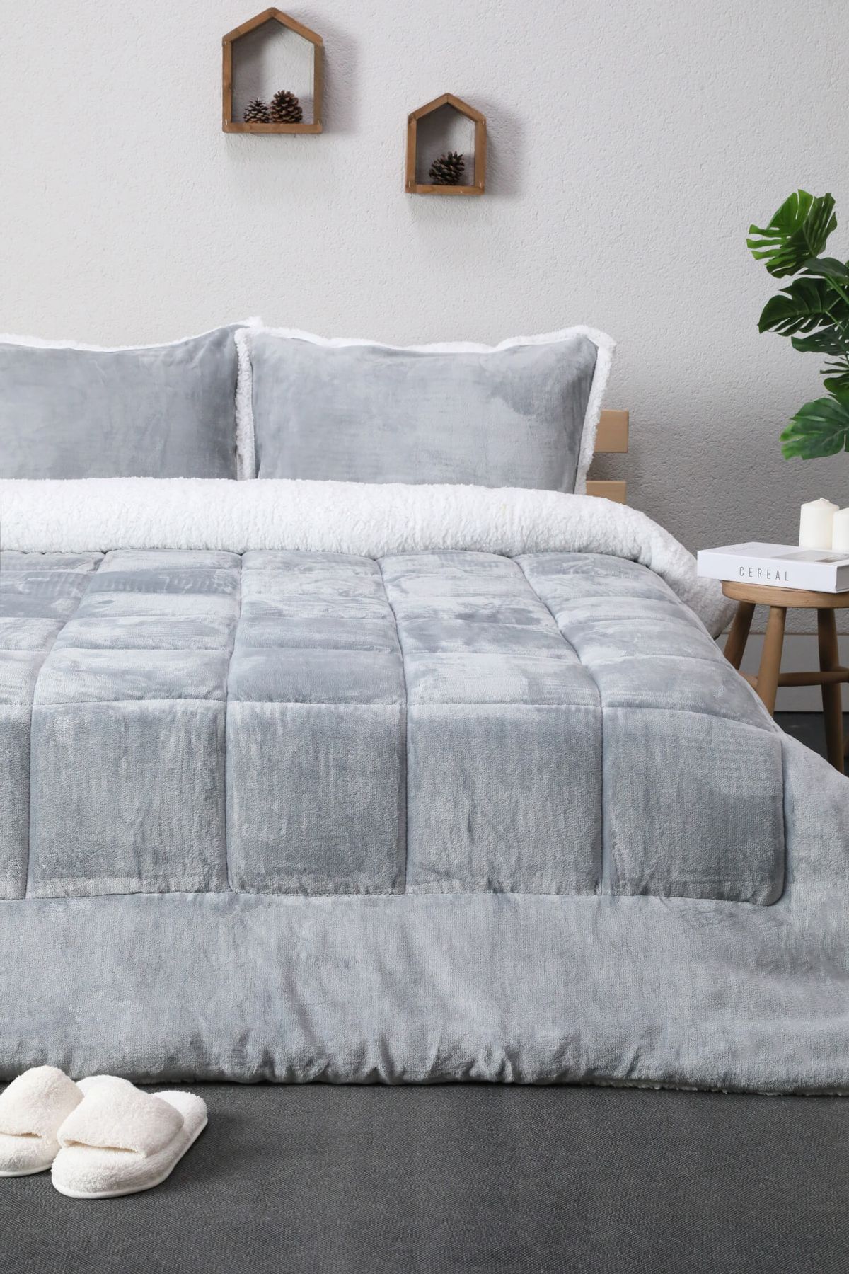 Comforter Çift Kişilik Battaniye Seti - Gri