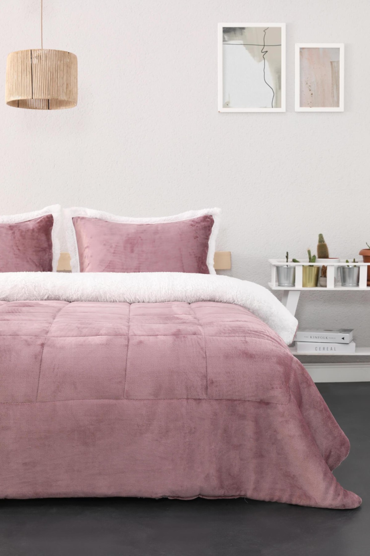 Comforter Çift Kişilik Battaniye Seti - Gül Kurusu