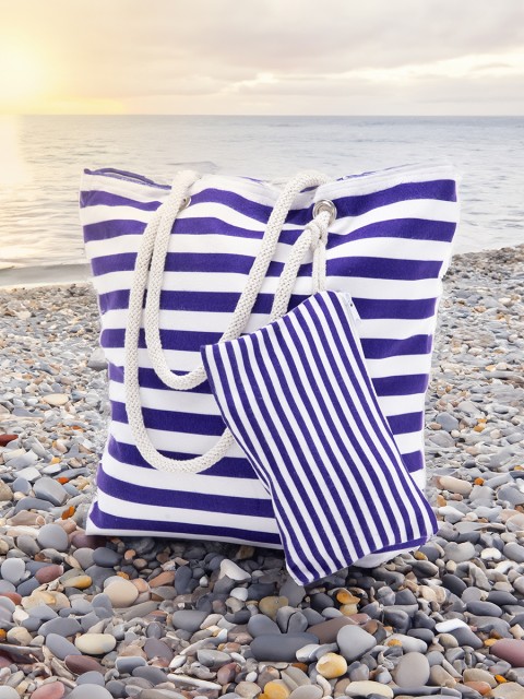 Cüzdan Hediyeli Kadın Plaj Çantası - Lacivert Cüzdan Hediyeli Kadın Plaj Çantası - Lacivert