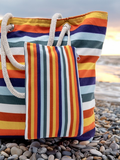 Cüzdan Hediyeli Kadın Plaj Çantası - Renkli Cüzdan Hediyeli Kadın Plaj Çantası - Renkli