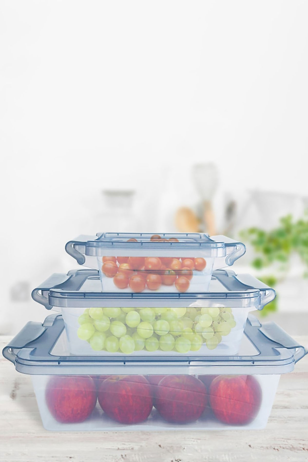 DecoBella 3'lü Kilitli Saklama Kabı Set 81110 - Şeffaf