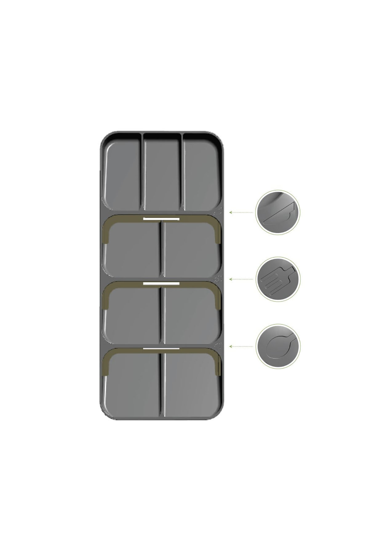 DecoBella 9 Bölmeli Çekmece Kaşıklık 50804 - Gri