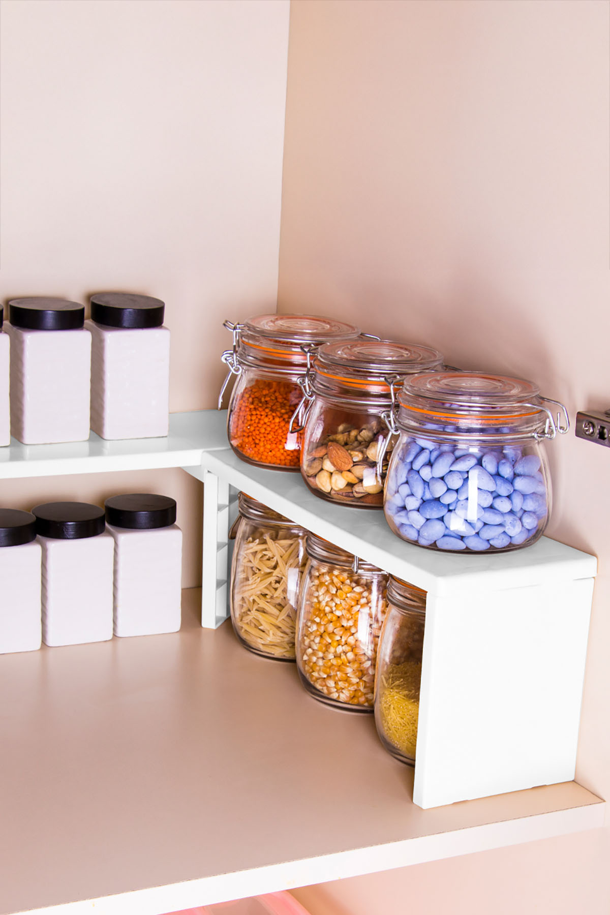 DecoBella Çok Fonksiyonlu Raf Düzenleyici 50805 - Beyaz DecoBella Çok Fonksiyonlu Raf Düzenleyici 50805 - Beyaz