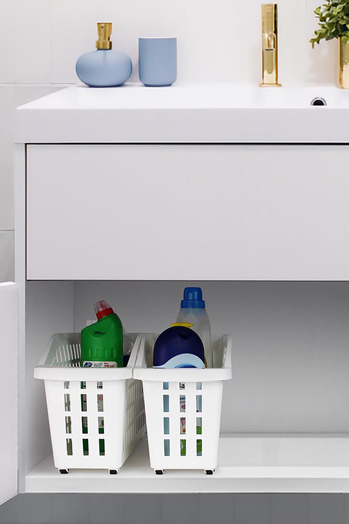 DecoBella Tekerlekli Düzenleyici Sepet 13 L 50831 - Beyaz DecoBella Tekerlekli Düzenleyici Sepet 13 L 50831 - Beyaz