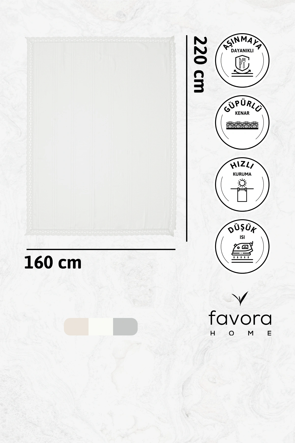 Defne Leke Tutmaz Masa Örtüsü 160x220 - Krem