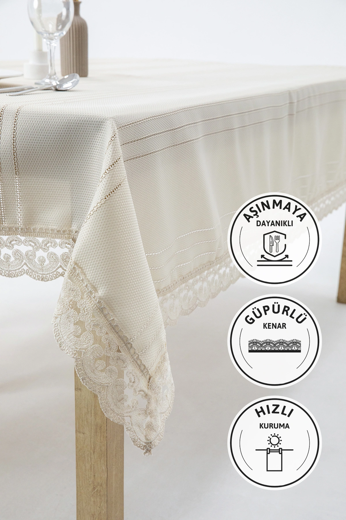 Defne Leke Tutmaz Masa Örtüsü 160x220 - Vizon Defne Leke Tutmaz Masa Örtüsü 160x220 - Vizon