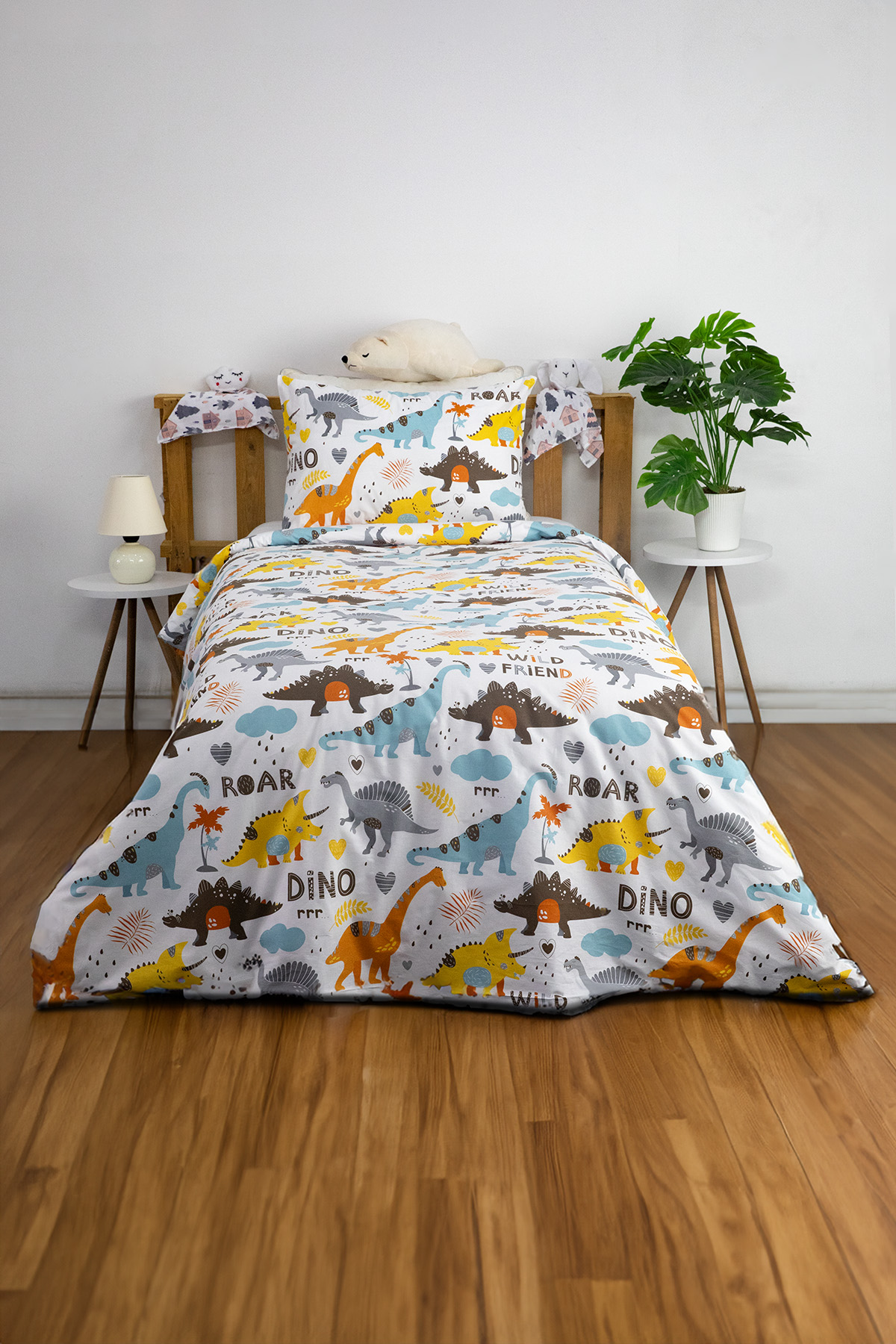 Dino %100 Pamuk Tek Kişilik Nevresim Seti - Mavi Dino %100 Pamuk Tek Kişilik Nevresim Seti - Mavi