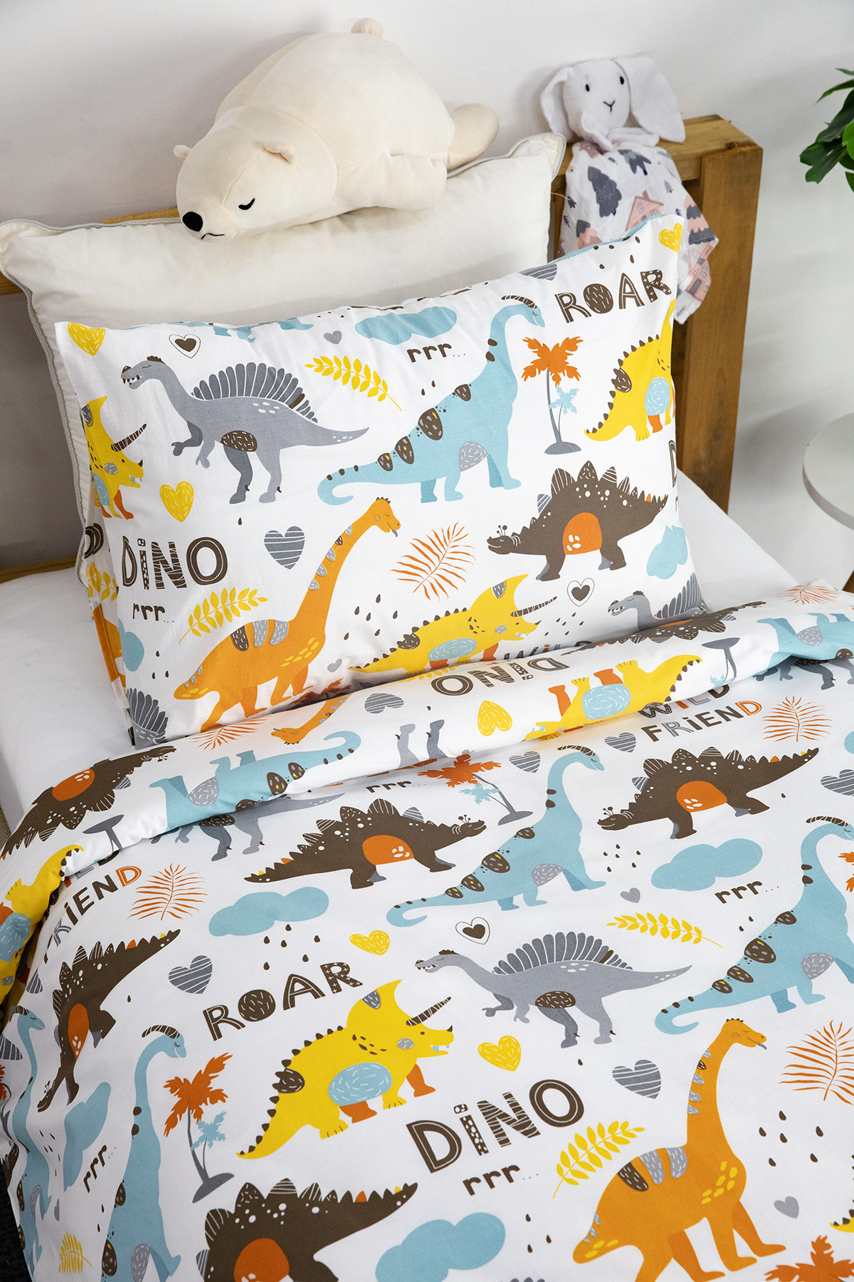 Dino %100 Pamuk Tek Kişilik Nevresim Seti - Mavi Dino %100 Pamuk Tek Kişilik Nevresim Seti - Mavi