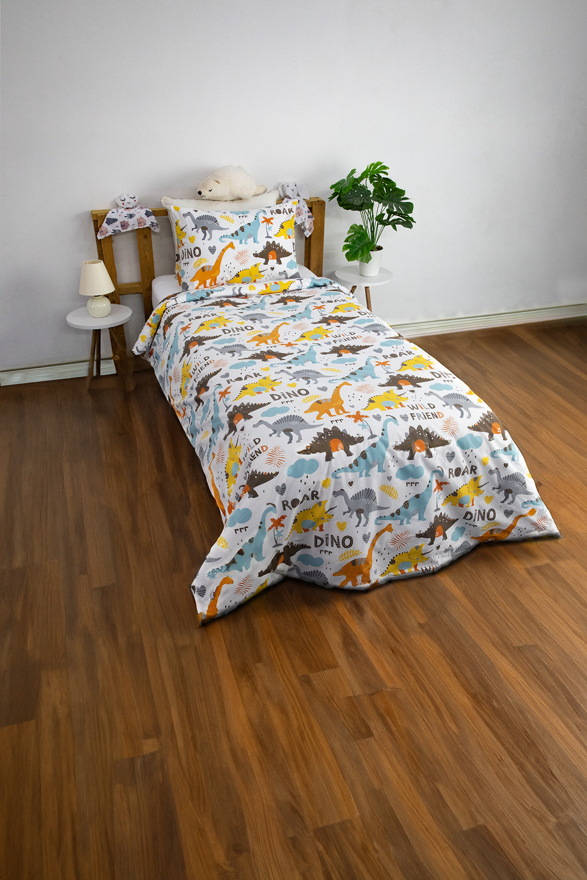 Dino %100 Pamuk Tek Kişilik Nevresim Seti - Mavi Dino %100 Pamuk Tek Kişilik Nevresim Seti - Mavi