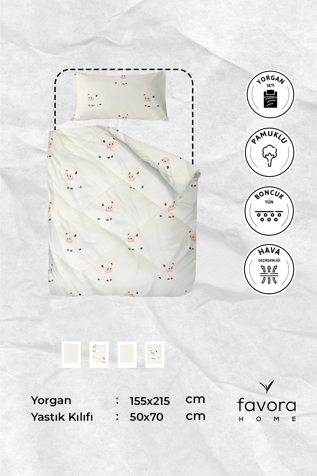 Dolly Boncuk Yün İçerikli Yıkanabilir Yorgan Ve Yastık Seti - Krem Dolly Boncuk Yün İçerikli Yıkanabilir Yorgan Ve Yastık Seti - Krem