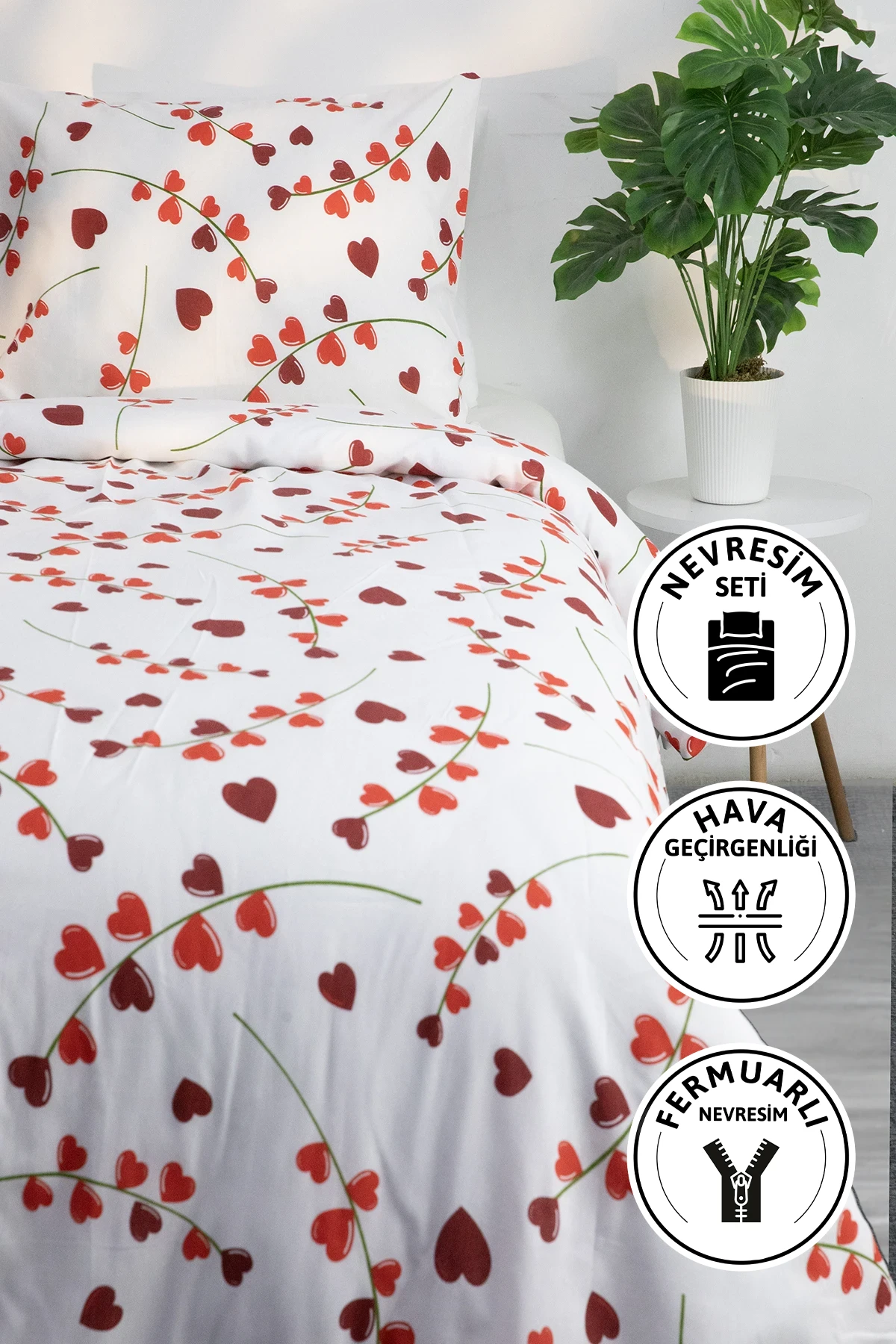 Elegance Kalpli Tek Kişilik Nevresim Seti Elegance Kalpli Tek Kişilik Nevresim Seti