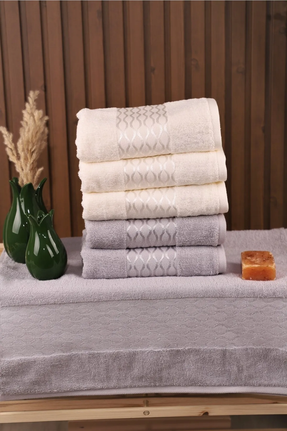 Elissa Havlu 6 Adet - Beyaz - Gri Elissa Havlu 6 Adet - Beyaz - Gri