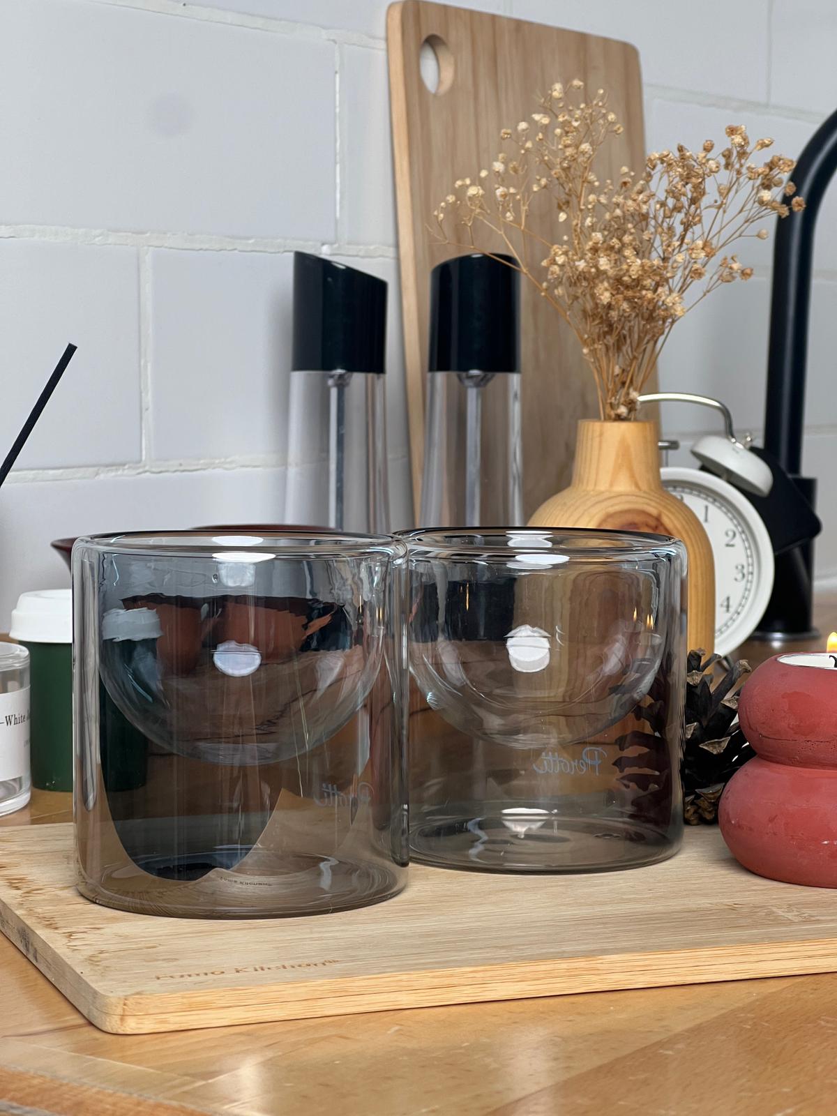 Favora 2'li Çift Cidarlı Espresso Cup 200 Ml - Füme Favora 2'li Çift Cidarlı Espresso Cup 200 Ml - Füme