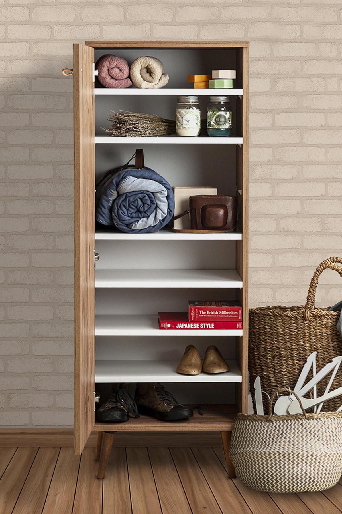 Favora Arton Eyfel Baskılı Çok Amaçlı Dolap - Atlantik Çam