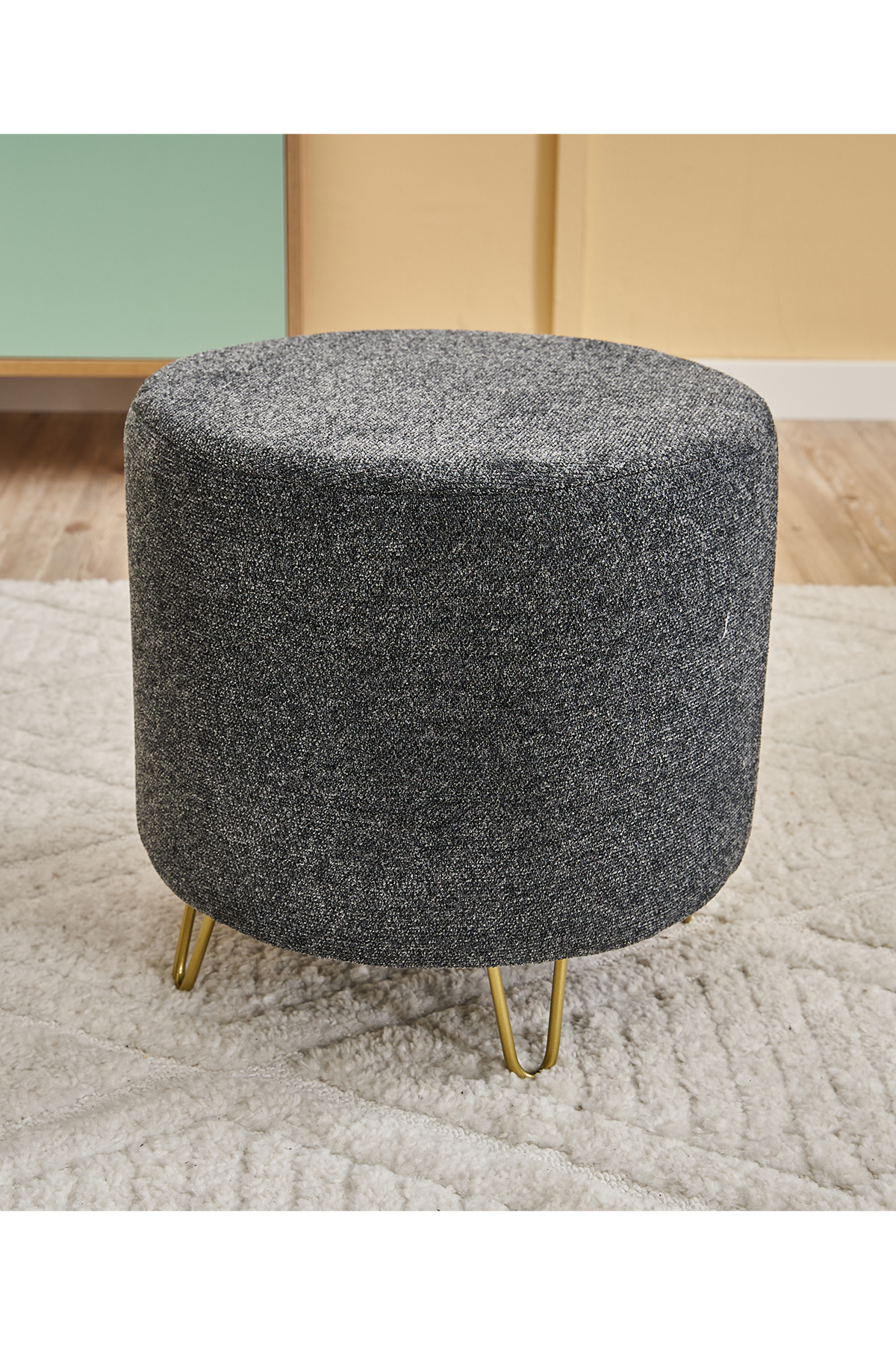 Favora Asmara Metal Ayaklı Puf - Antrasit