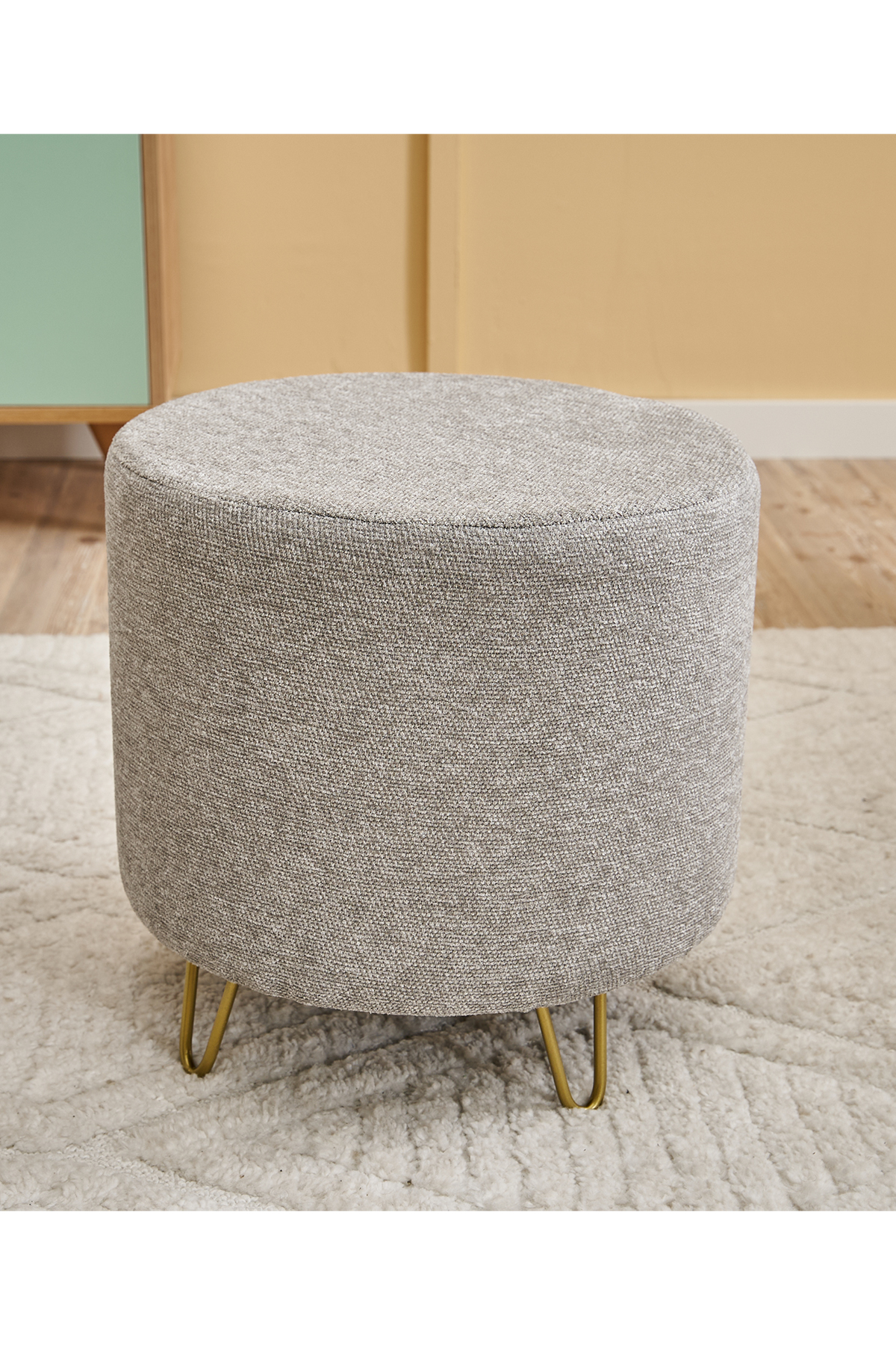 Favora Asmara Metal Ayaklı Puf - Bej