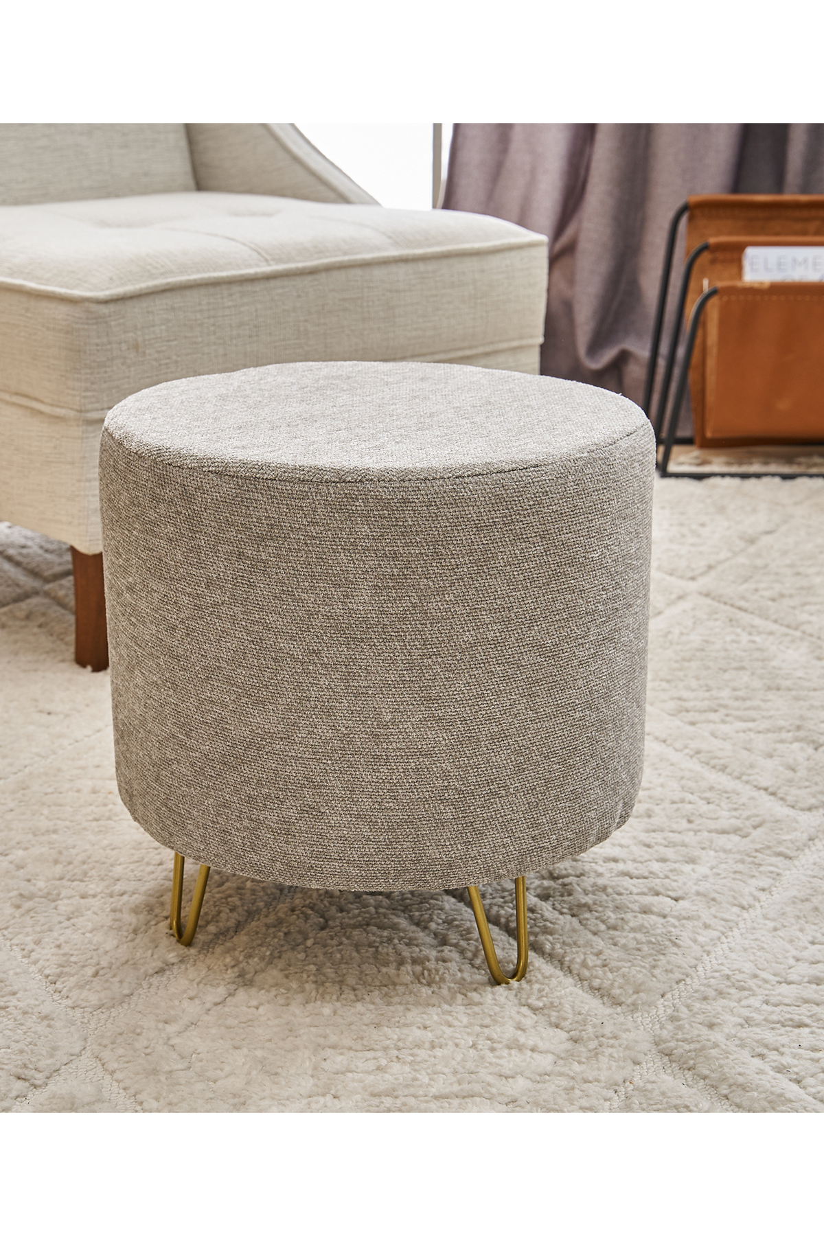 Favora Asmara Metal Ayaklı Puf - Bej