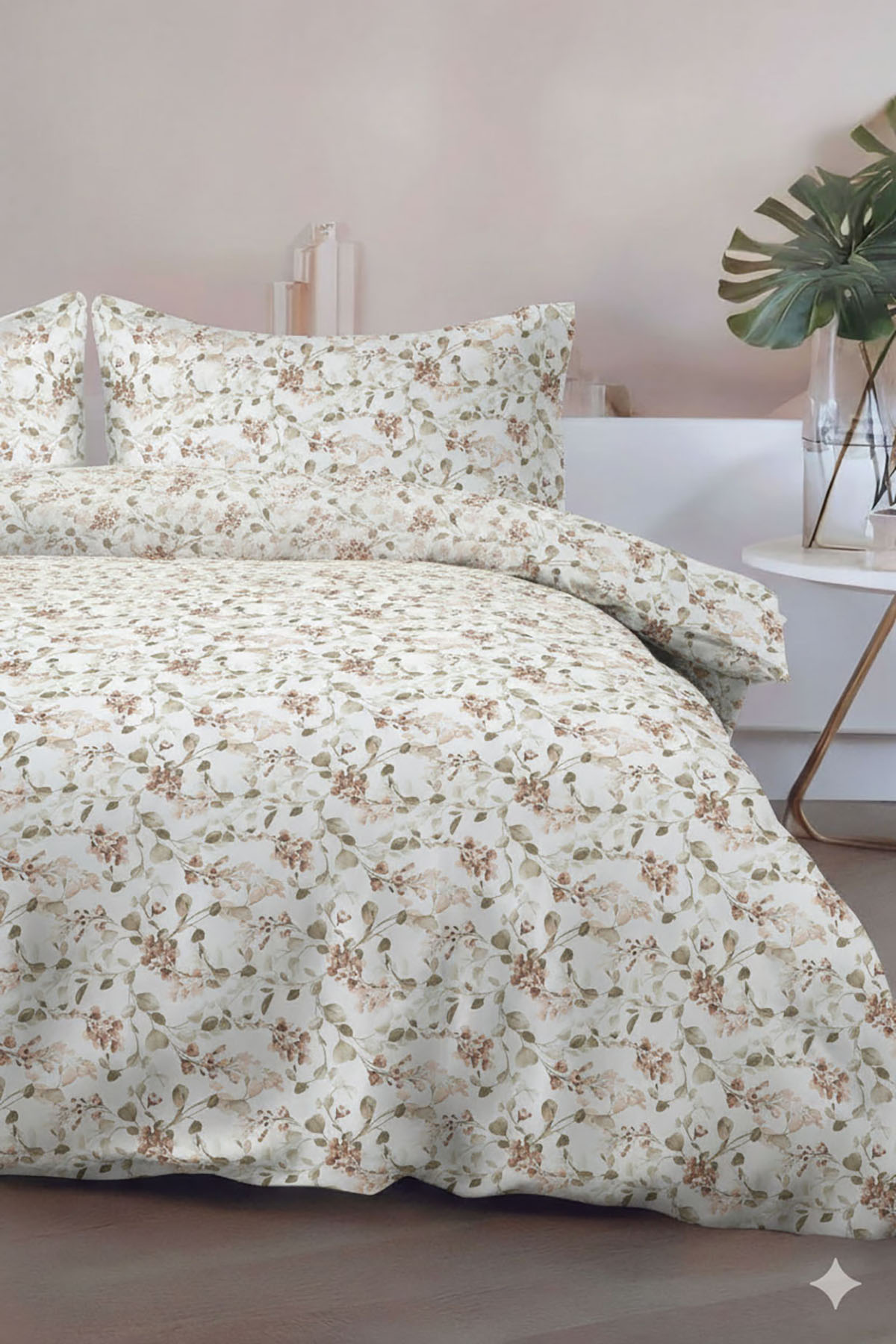 Favora Bella Çift kişilik %100 Pamuk Nevresim Takımı - Kahverengi