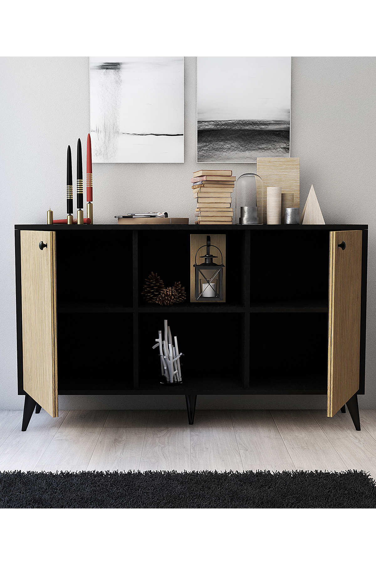 Favora Black Winds 2 Kapaklı Konsul - Siyah - Atlantik Çam 130 cm
