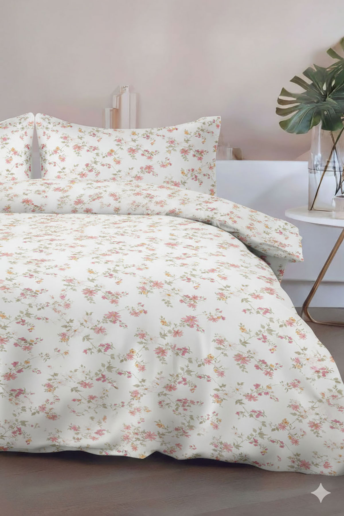 Favora Brote Çift kişilik %100 Pamuk Nevresim Takımı - Pudra