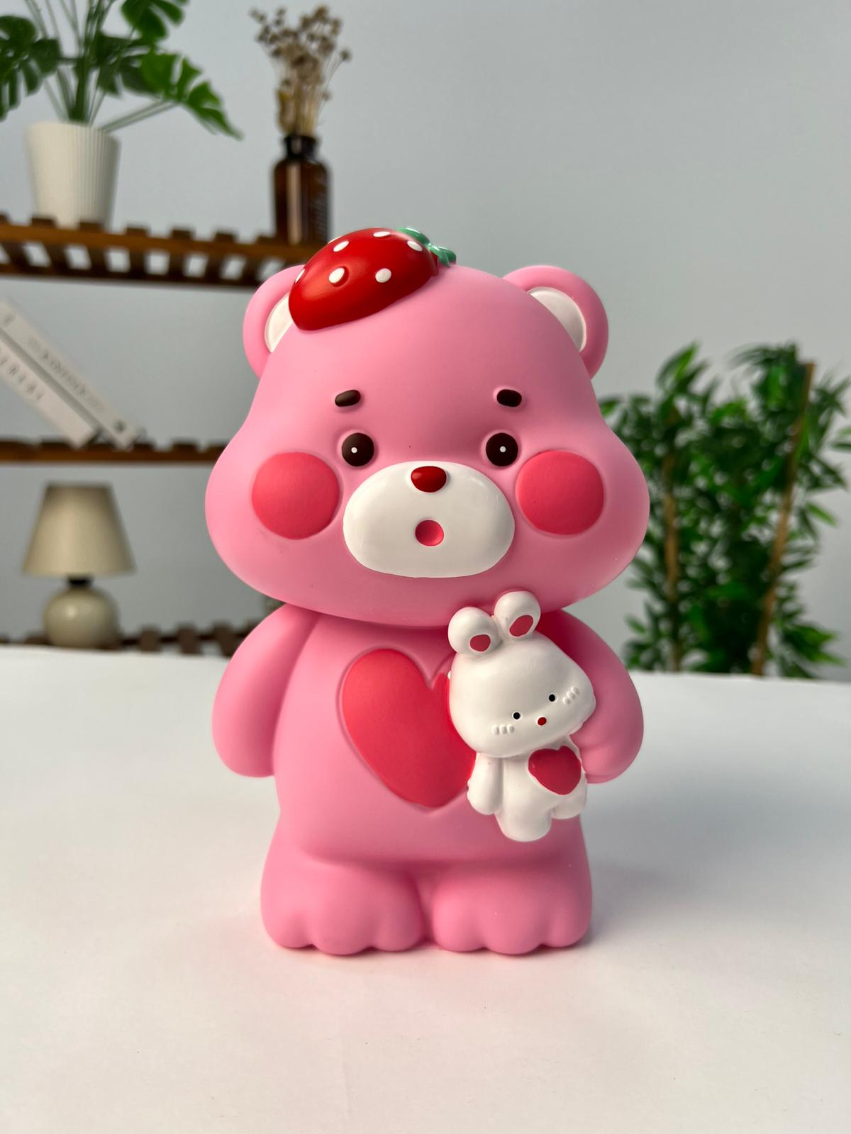 Favora Çilekli Ayıcık Kumbara - Pembe Favora Çilekli Ayıcık Kumbara - Pembe
