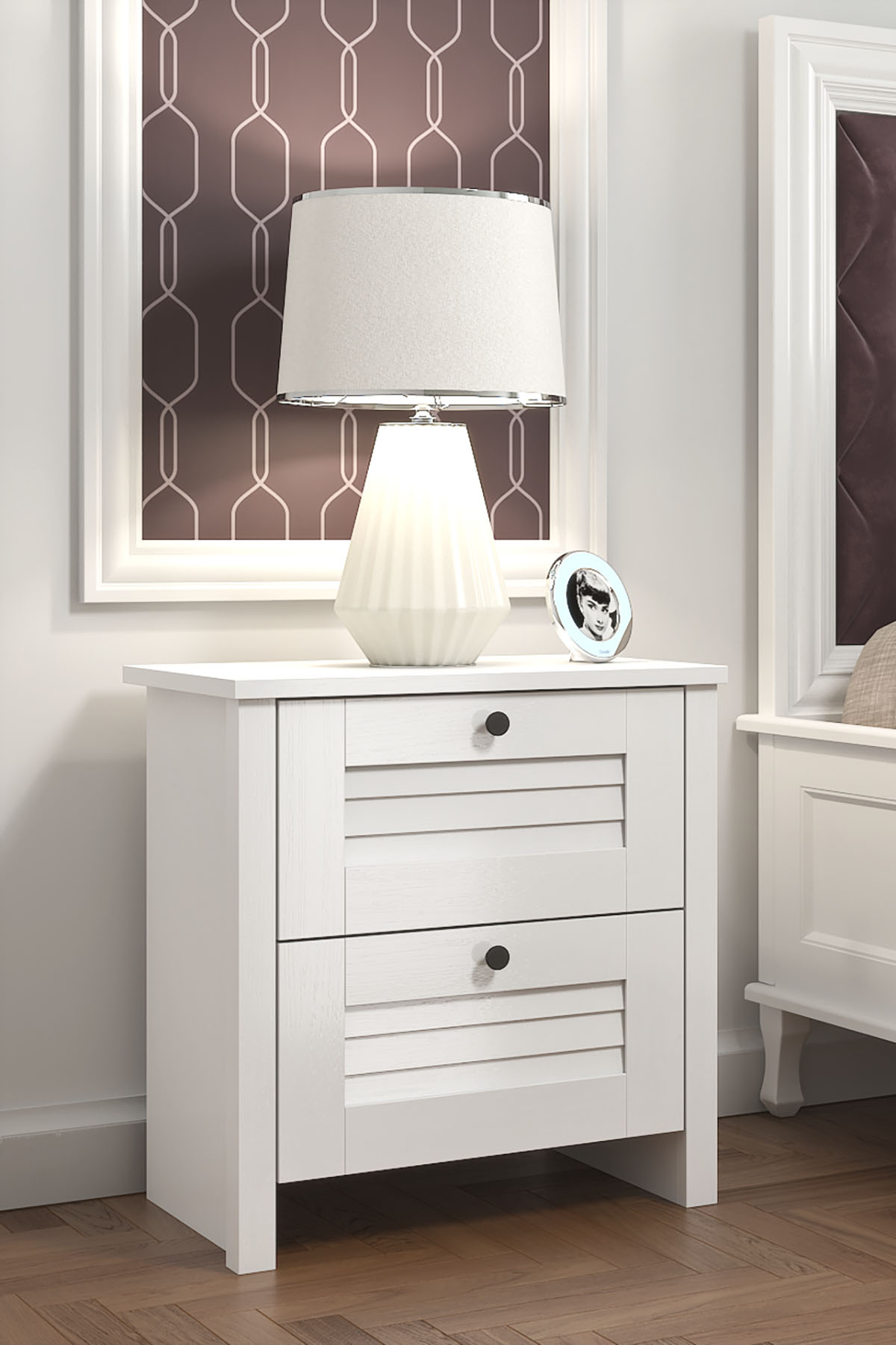 Favora Esin 2 Çekmeceli Komodin - Beyaz Favora Esin 2 Çekmeceli Komodin - Beyaz