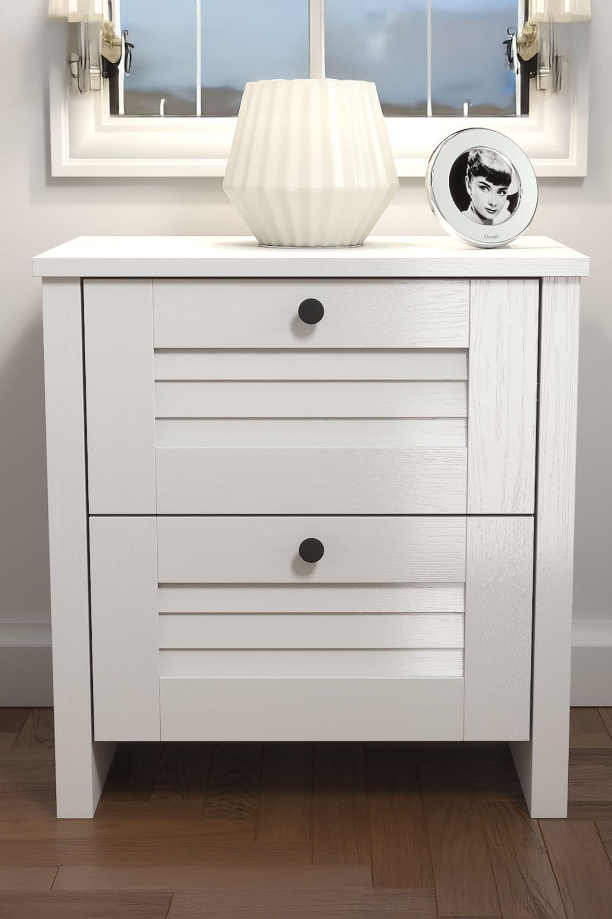 Favora Esin 2 Çekmeceli Komodin - Beyaz