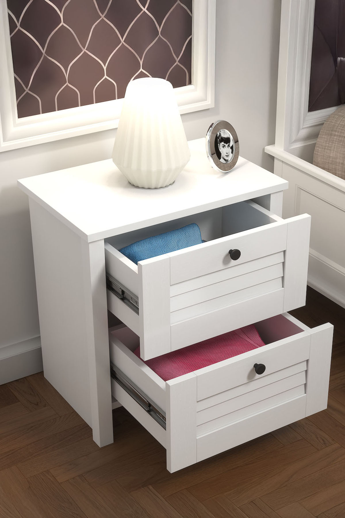 Favora Esin 2 Çekmeceli Komodin - Beyaz Favora Esin 2 Çekmeceli Komodin - Beyaz