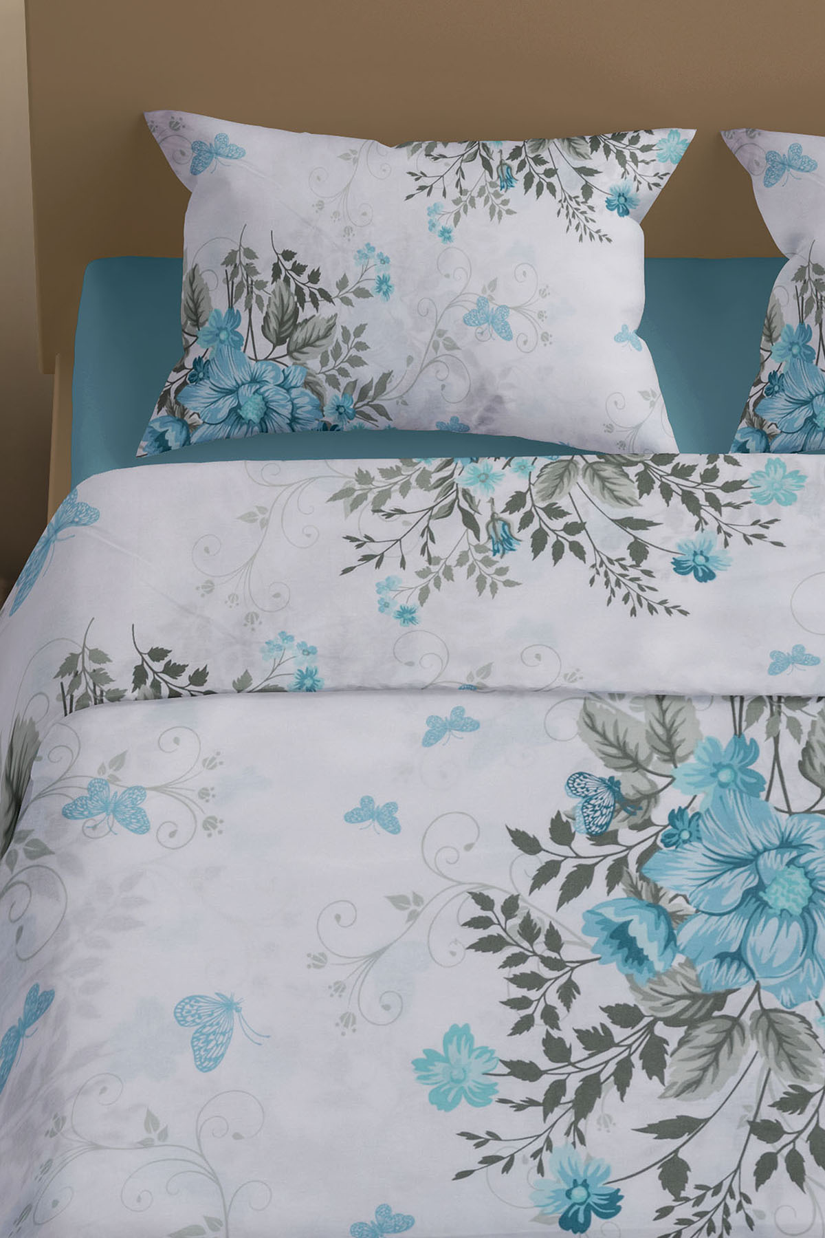 Favora Estilo Çift kişilik %100 Pamuk Nevresim Takımı - Turkuaz