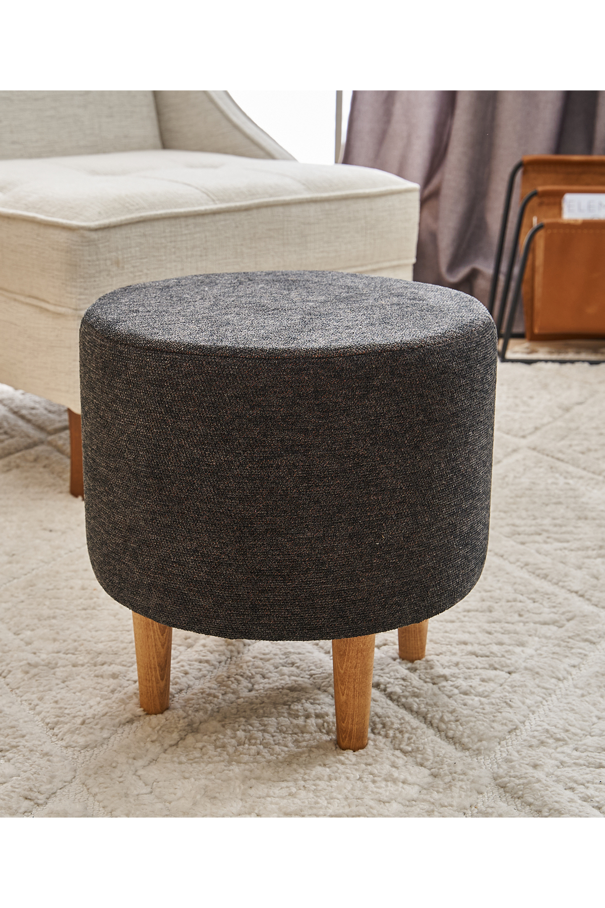 Favora Fındık Puf - Antrasit - Bakır