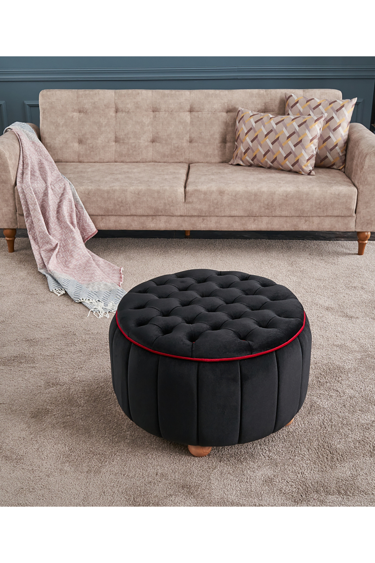 Favora Jasmin Puf - Siyah