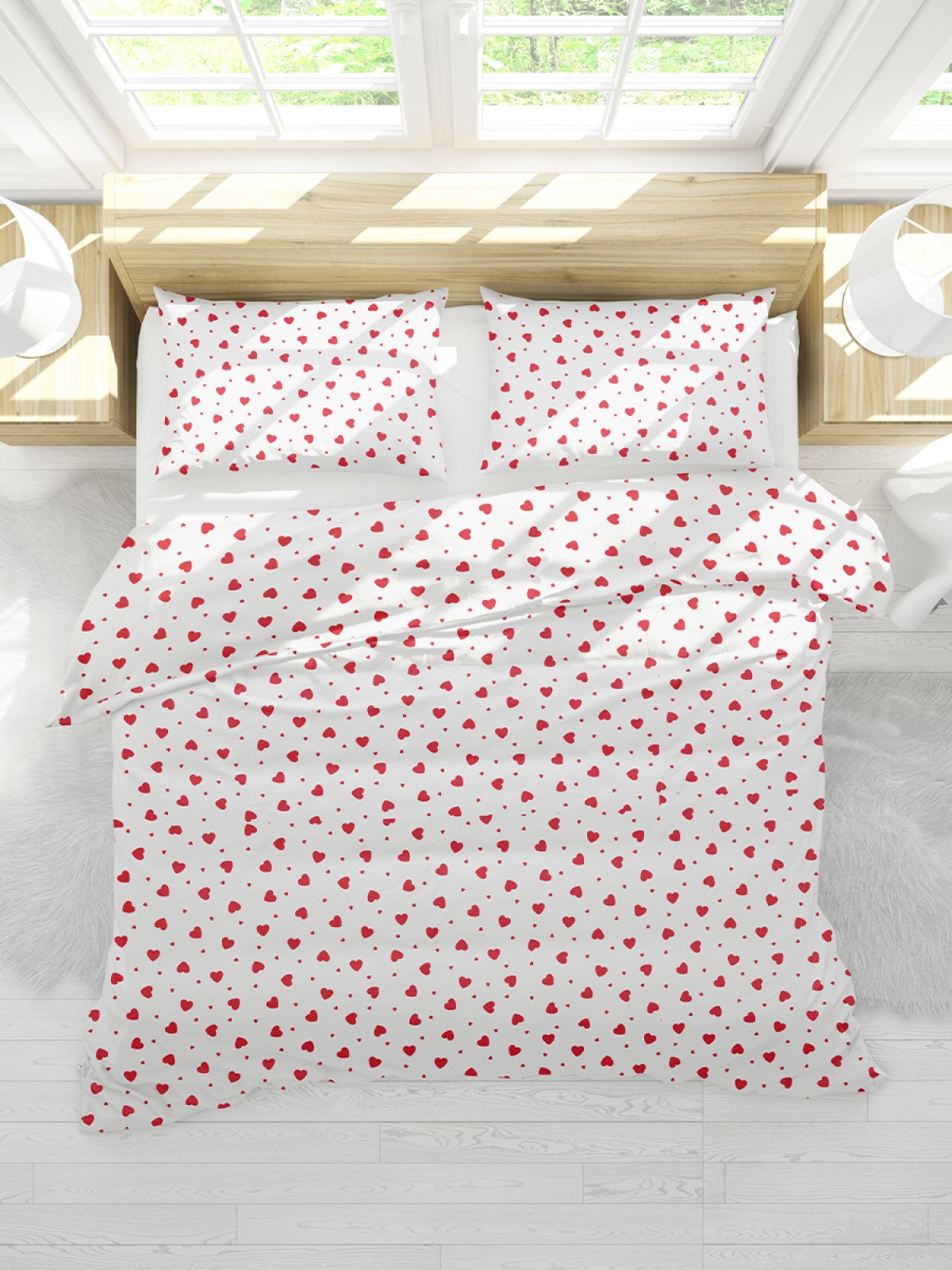 Kırmızı Kalpli Çift Kişilik Nevresim Seti Kırmızı Kalpli Çift Kişilik Nevresim Seti