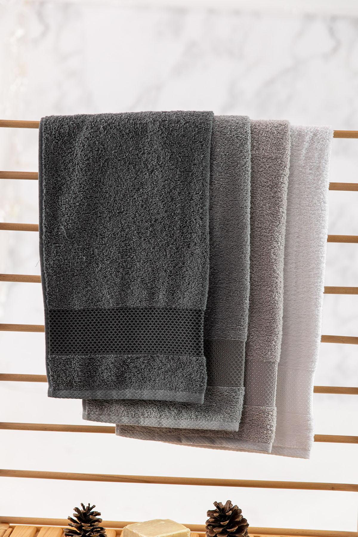 Favora Lena Darla 4lü Havlu Set 50x85 Cm - Antrasit