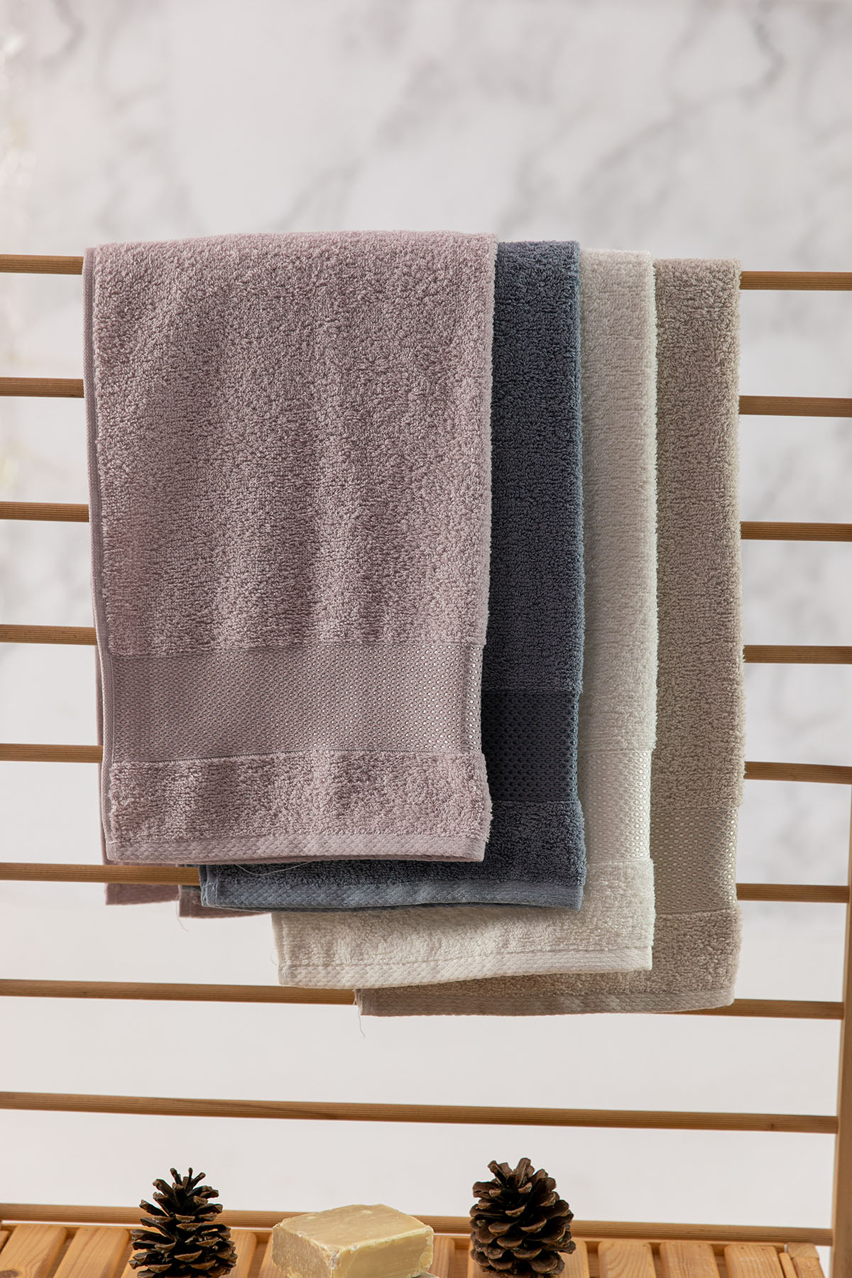 Favora Lena Darla 4lü Havlu Set 50x85 Cm - Krem