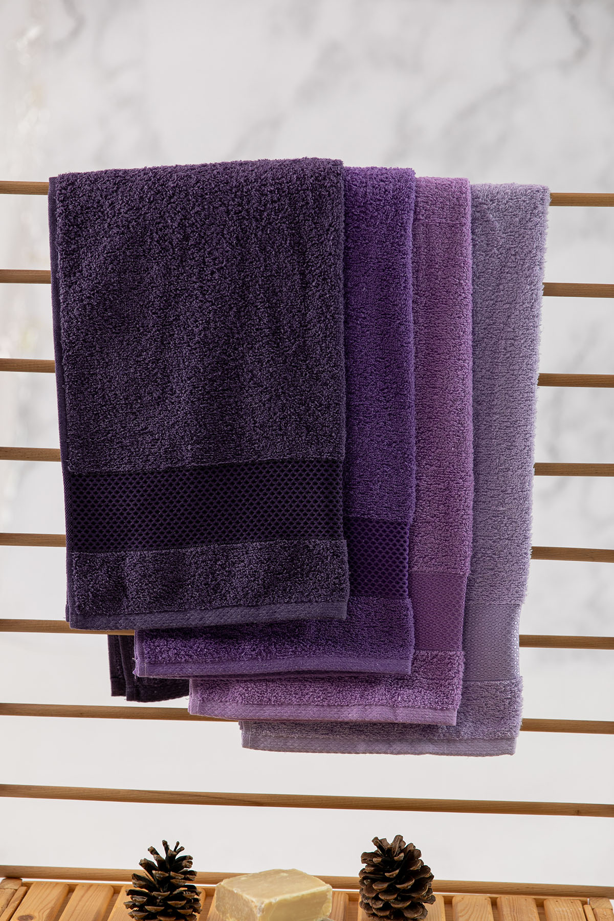 Favora Lena Darla 4lü Havlu Set 50x85 Cm - Mor