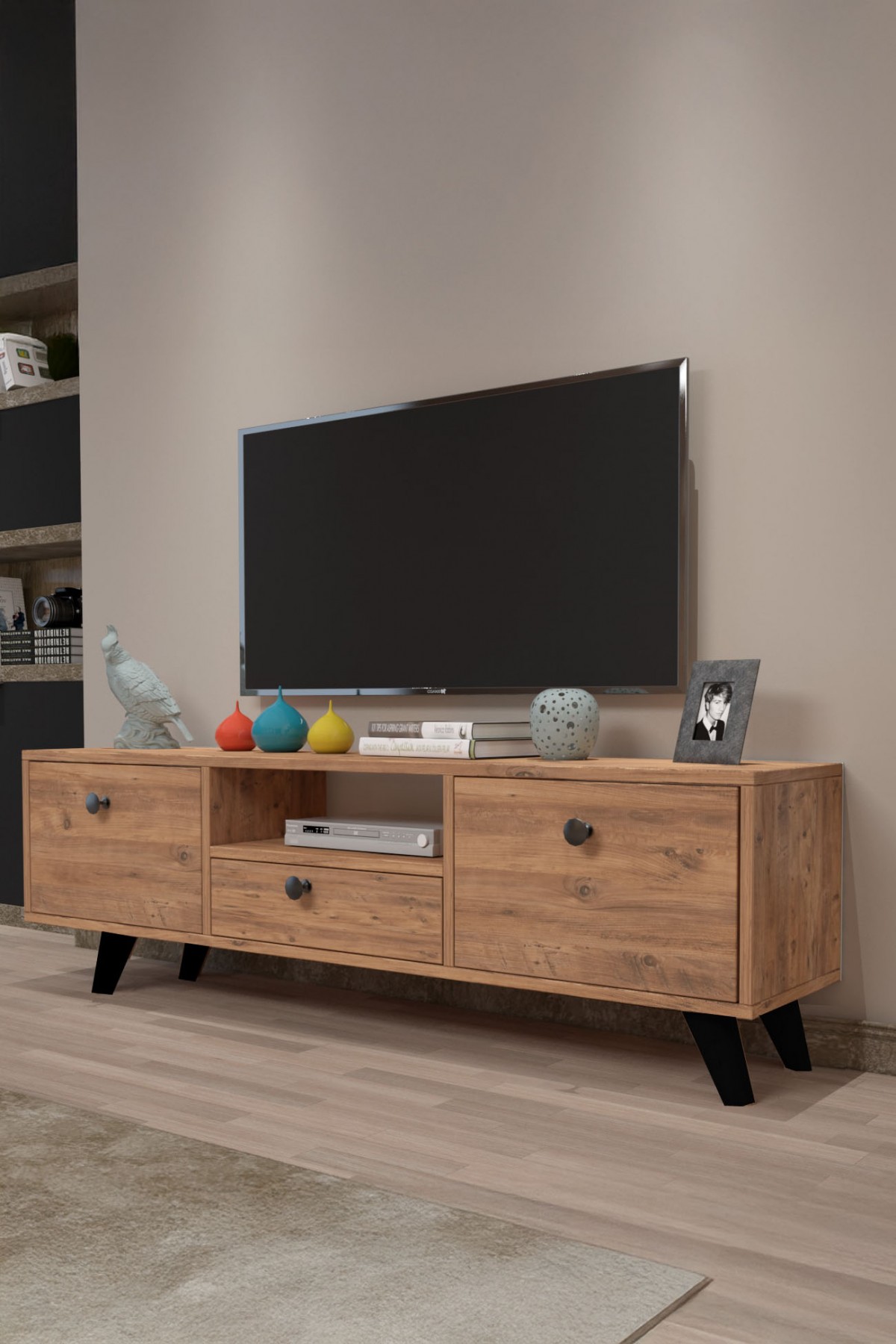 Favora Lens TV Sehpası - Atlantik Çam 140 cm