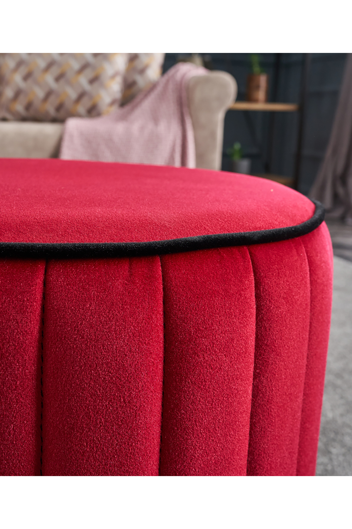 Favora Lindy Puf - Kırmızı