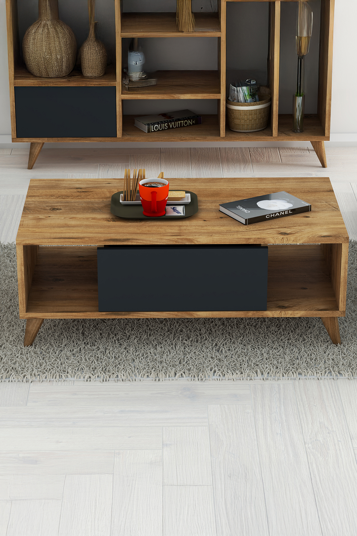 Favora Linea Orta Sehpa - Atlantik Çam - Antrasit Favora Linea Orta Sehpa - Atlantik Çam - Antrasit