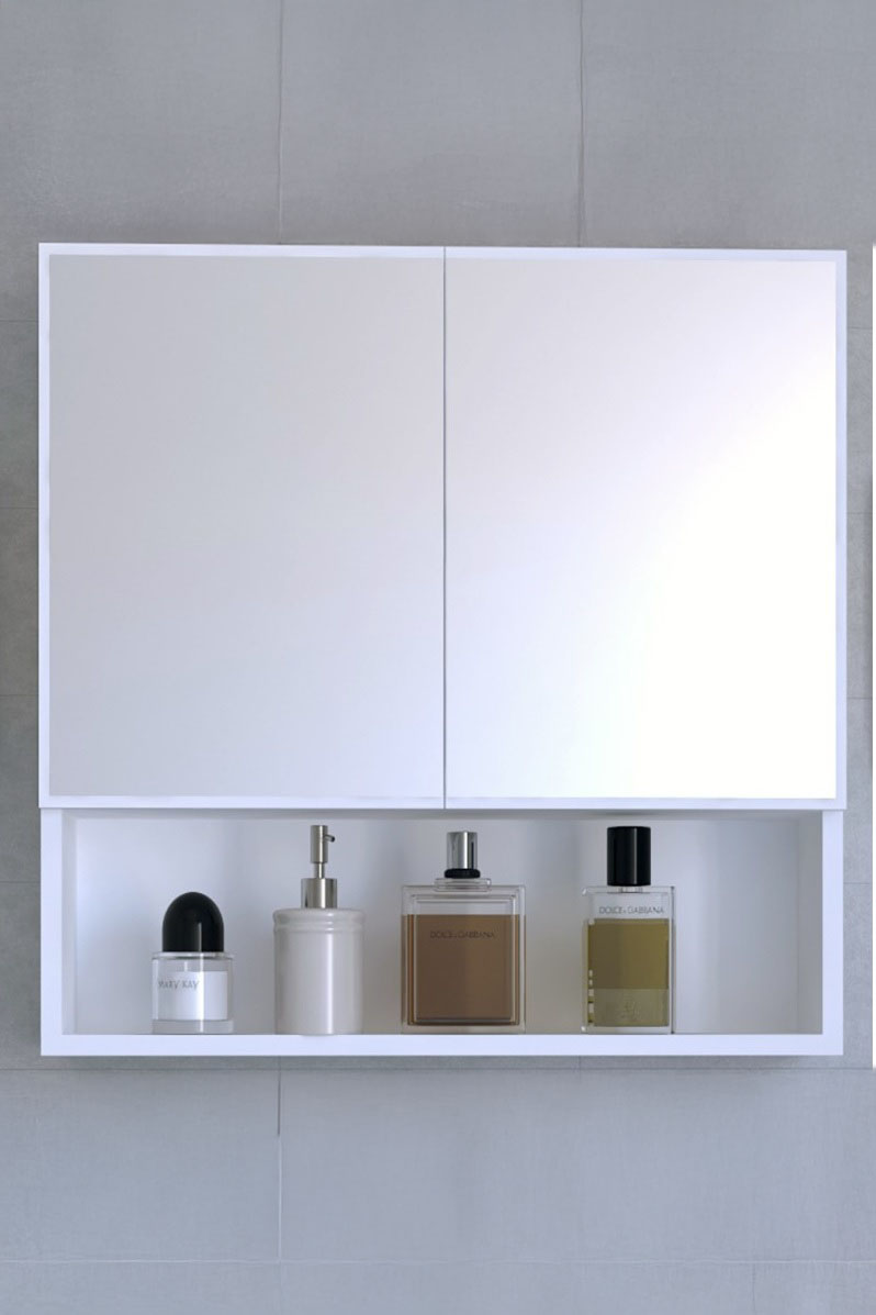 Favora Lisa Aynalı 2 Kapaklı Banyo Üst Dolabı - Beyaz